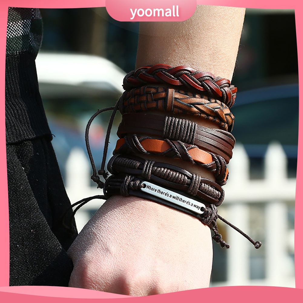 Set 6 Vòng Tay Giả Da Thời Trang Cho Nam