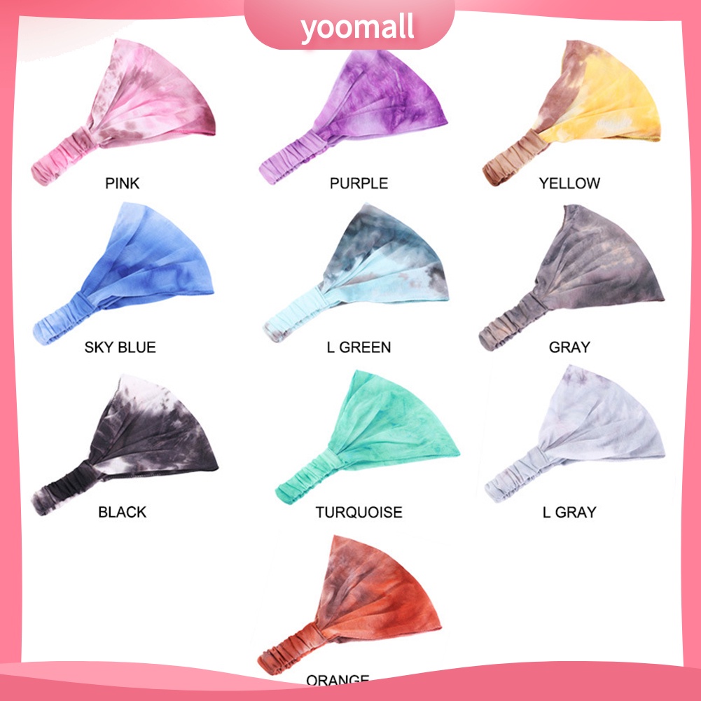 Băng Đô Bản Rộng Co Giãn Nhuộm Màu Phong Cách Boho Cho Nữ