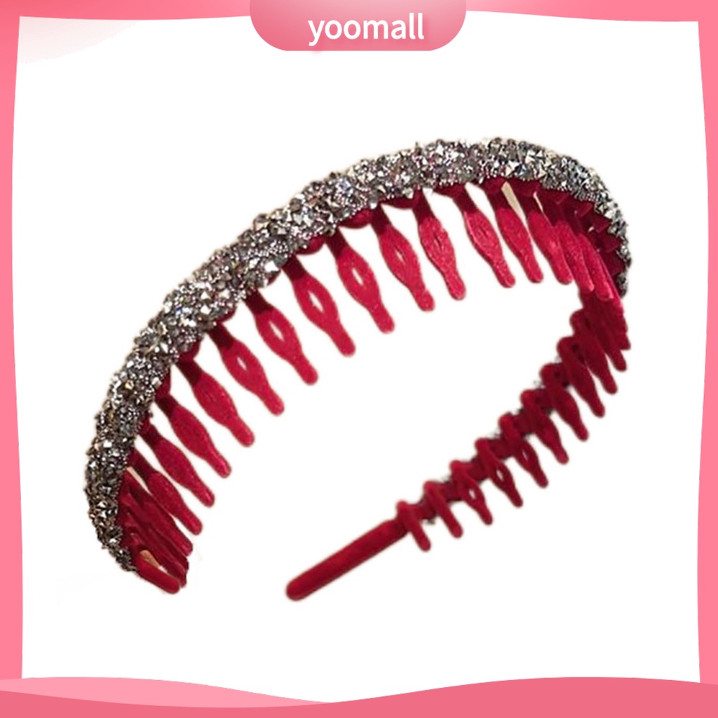 Băng đô cài tóc rửa mặt Răng Hẹp Đính Đá Lấp Lánh Chống Trượt Cho Nữ