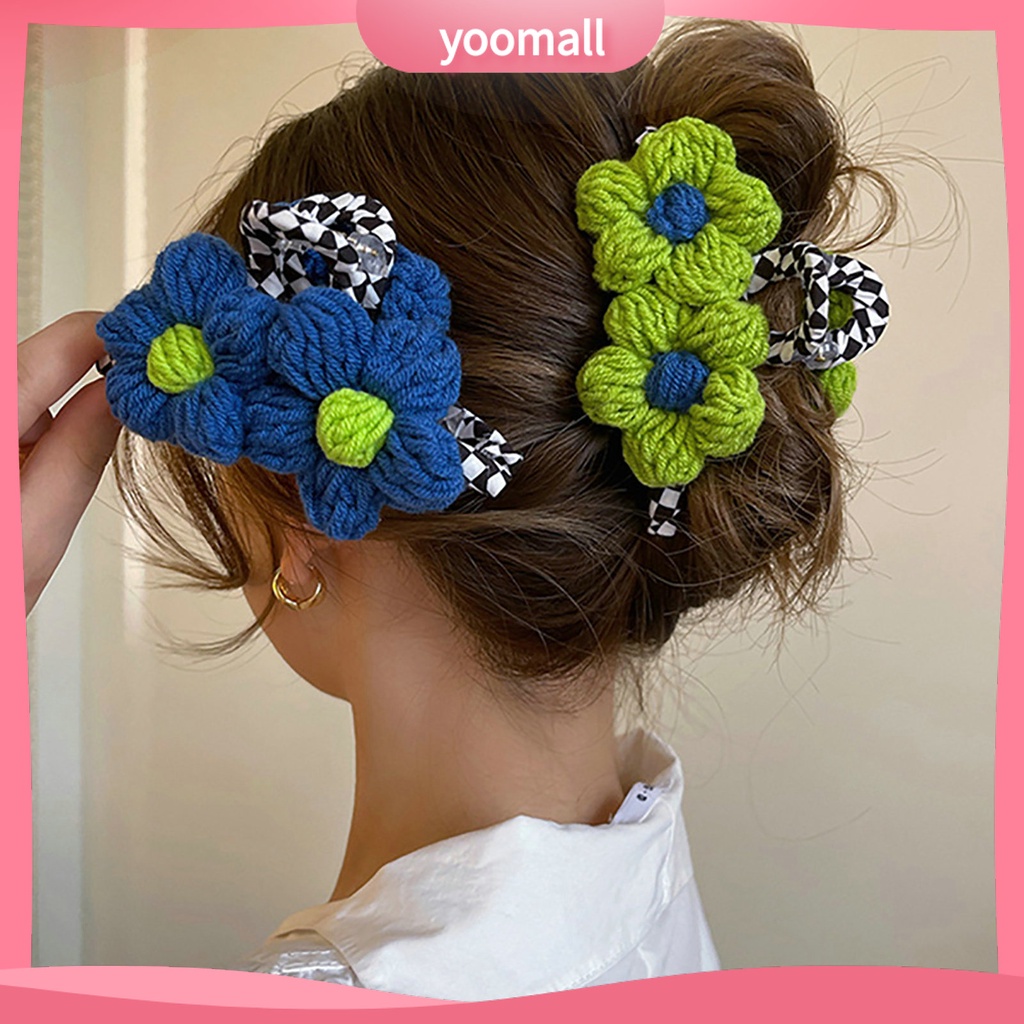 Kẹp Tóc Càng Cua Bằng Cotton Chống Trượt Màu Sắc Tương Phản Tinh Tế