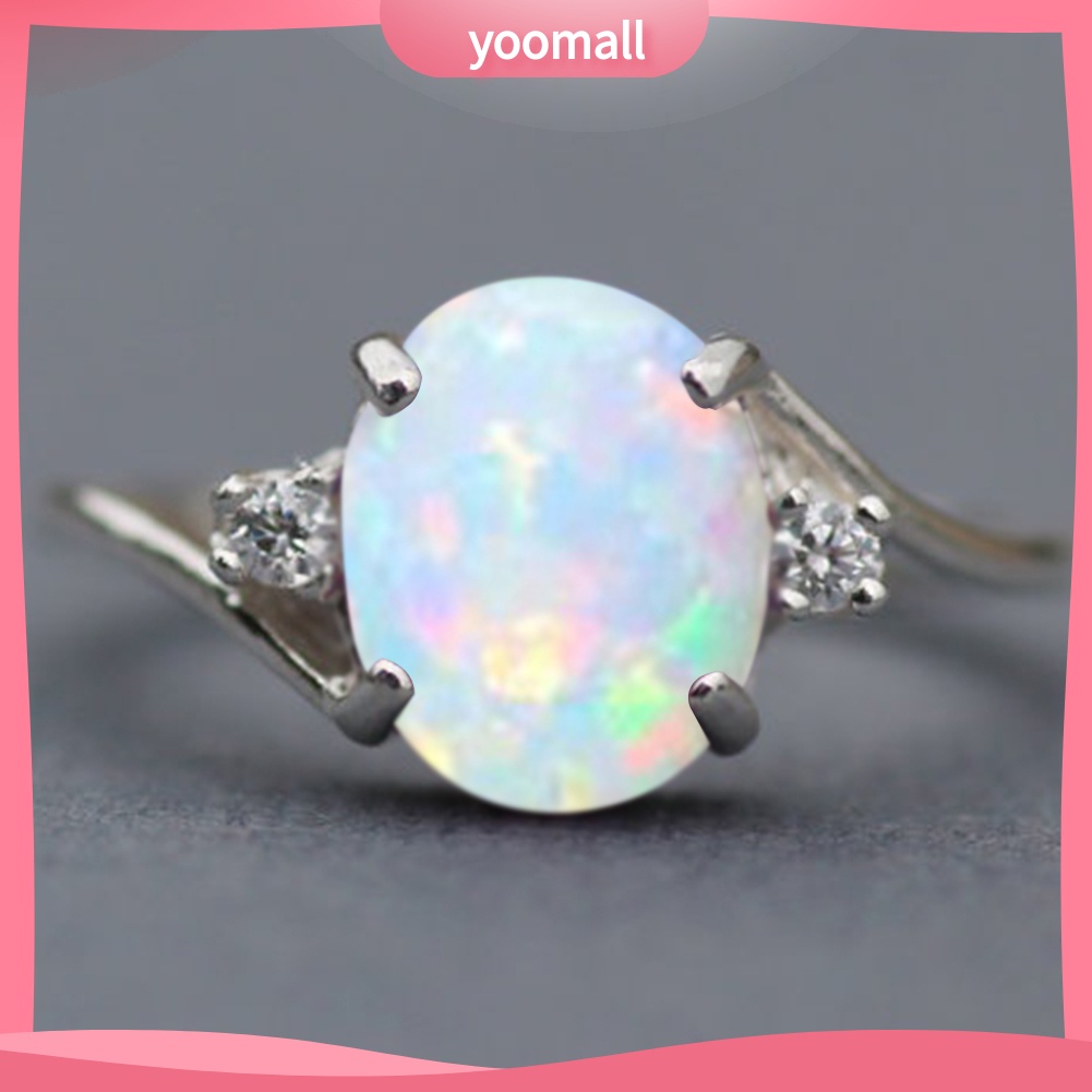 Nhẫn Đính Hôn Hợp Kim Đính Đá Opal Thanh Lịch Thời Trang Cho Nữ