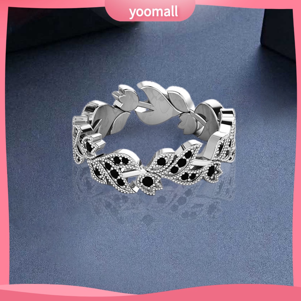 Bộ 2 Nhẫn Hình Hoa Lá Đính Đá Lấp Lánh Tinh Tế Cho Nữ