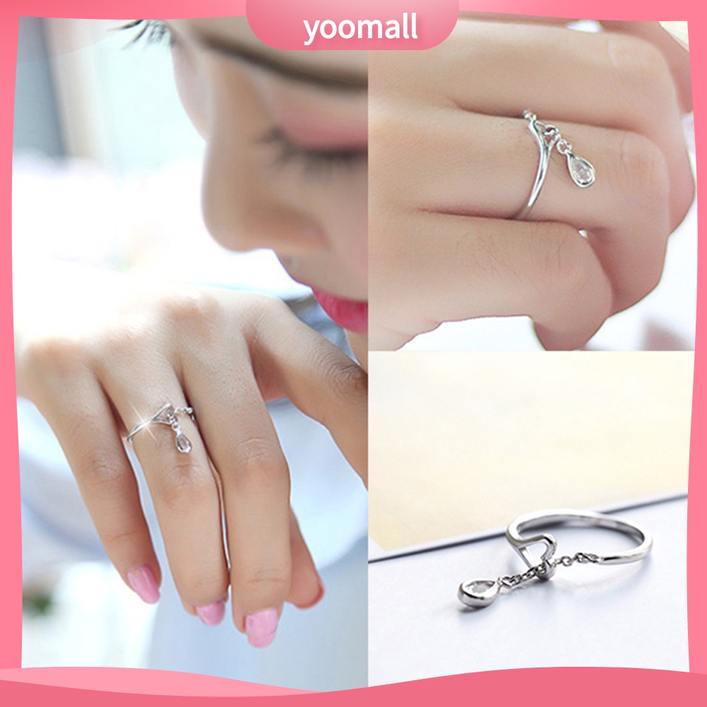 Nhẫn Hở Hình Trái Tim Phối Dây Xích Dễ Điều Chỉnh