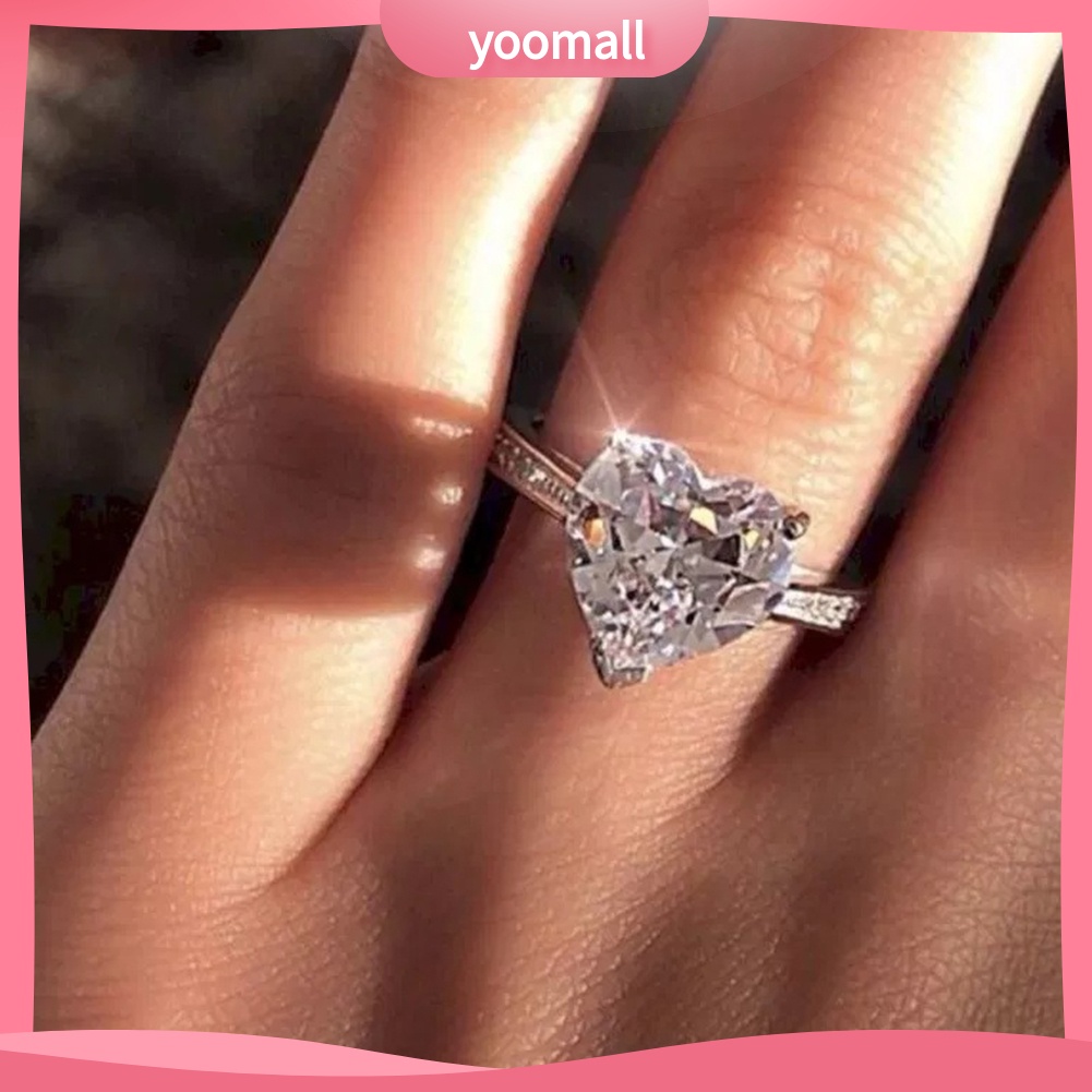 Nhẫn Đính Hôn Mặt Trái Tim Đính Đá Zircon Thời Trang Dành Cho Nữ