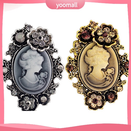 [YM] Trâm Cài Áo Hình Hoa Đính Kim Cương Giả Vintage Cho Nữ