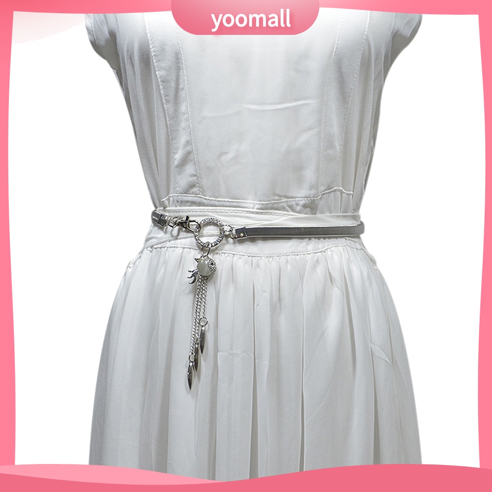 Thắt Lưng Mỏng Đính Đá Quý Nhân Tạo Hình Cá Vàng Cho Nữ