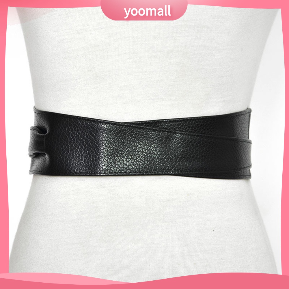 Thắt Lưng Giả Da Bản Rộng Màu Trơn Phong Cách Vintage