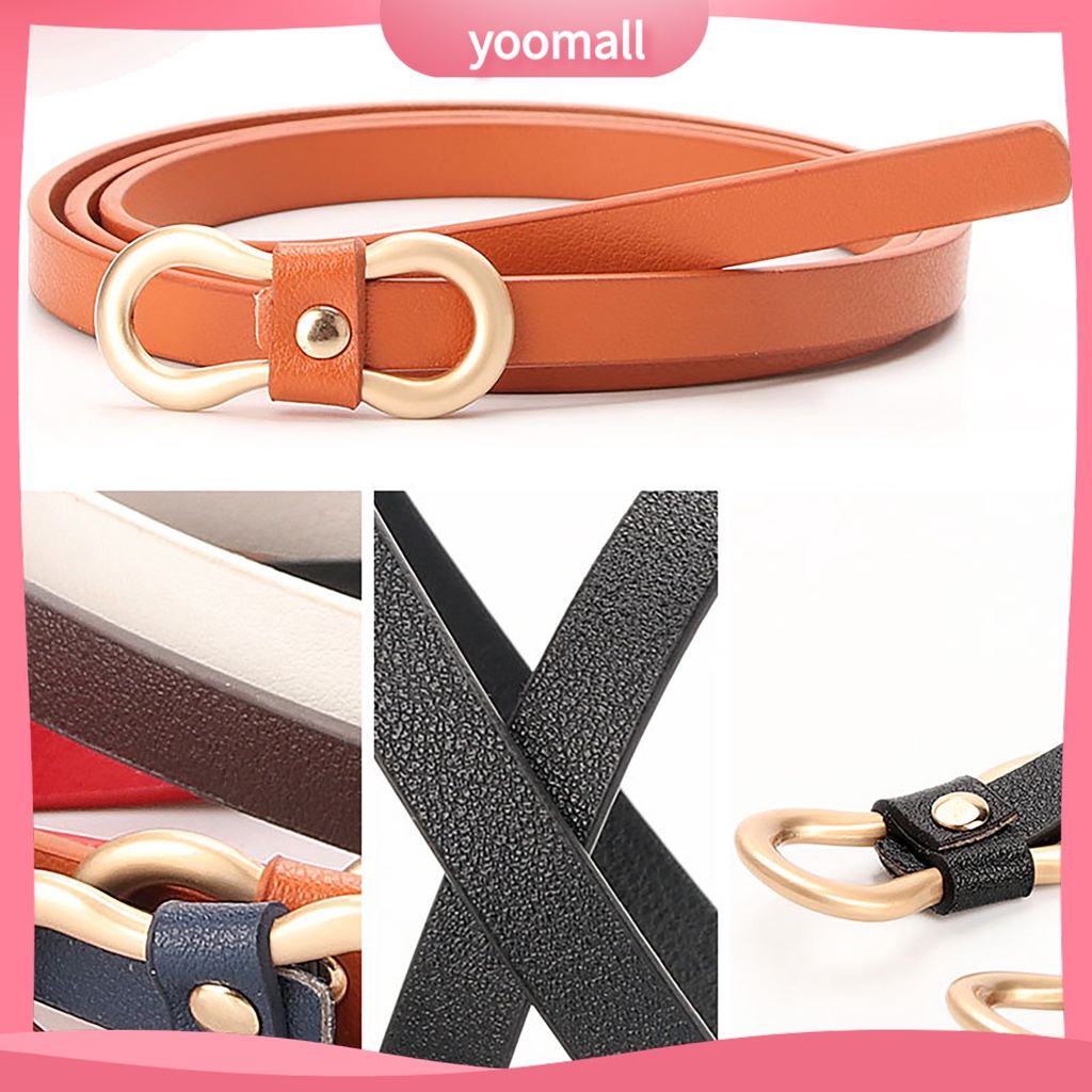 [YM] Thắt Lưng Da Giả Mỏng Nhẹ Màu Trơn Đơn Giản Thanh Lịch Cá Tính Cho Nữ Mặc Hàng Ngày