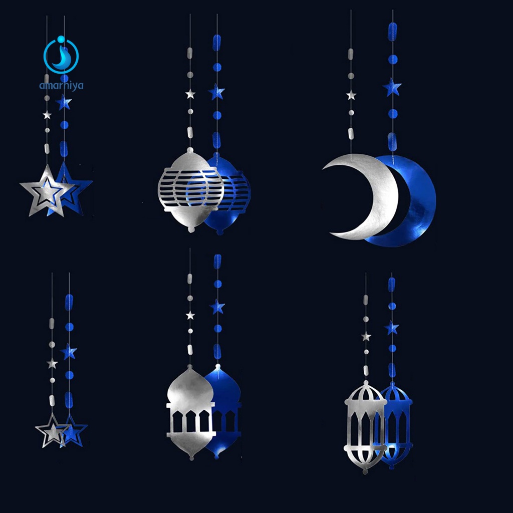 1 Bộ Cờ Treo Tường Không Phai Hình Trăng Sao Lấp Lánh