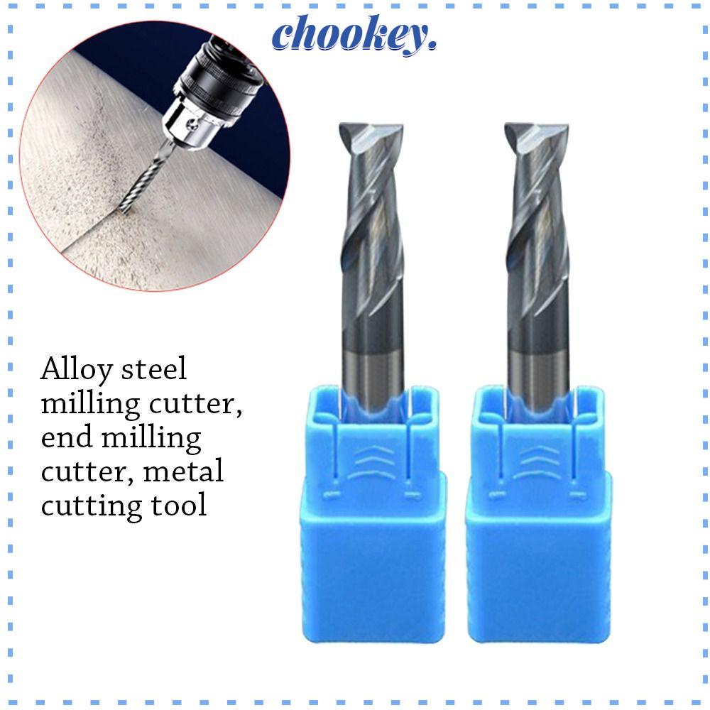 CHOOKEY Mũi Cắt Bằng Hợp Kim 2 Rãnh HRC45 1mm 1.5mm 2mm 6mm 3mm 4mm 5mm