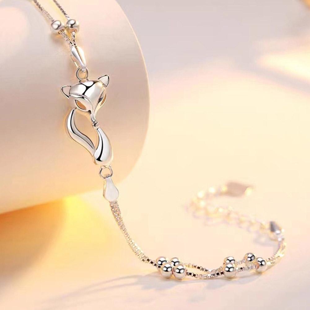 Vòng Tay Bạc Mặt Hình Cáo Nhỏ Dễ Thương Sáng Tạo Thời Trang Cho Nữ