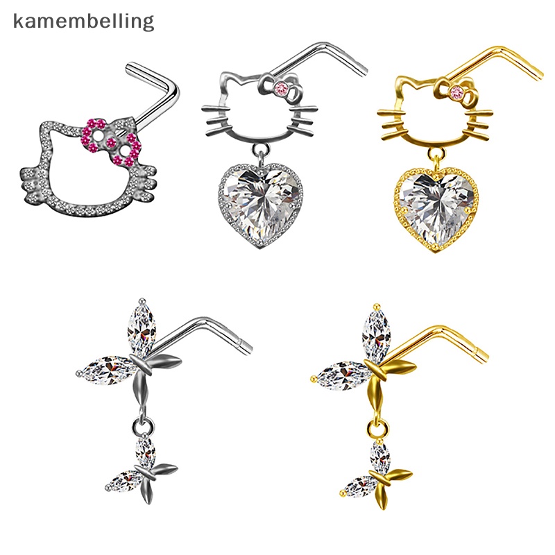 Khuyên Mũi Thép Không Gỉ Hình Mèo / Bướm / Trái Tim Cho Nữ