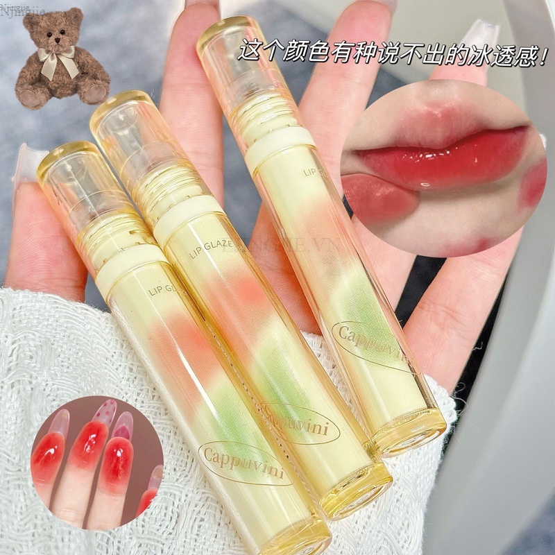 Cappuvini~Son Bóng Thạch Trà Hiệu Ứng Bóng Gương Mềm Mịn Dịu Nhẹ 🌹HeraShop🌹