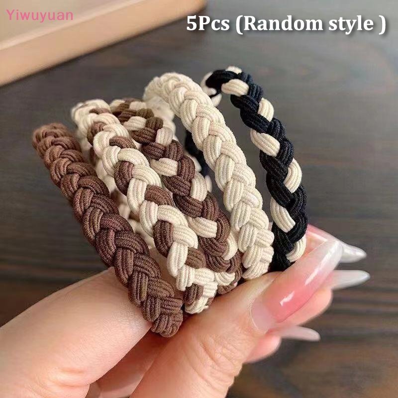 Bộ 5 Dây Buộc Tóc Cao Su Màu Cà Phê Sữa Đơn Giản Thời Trang Dành Cho Nữ
