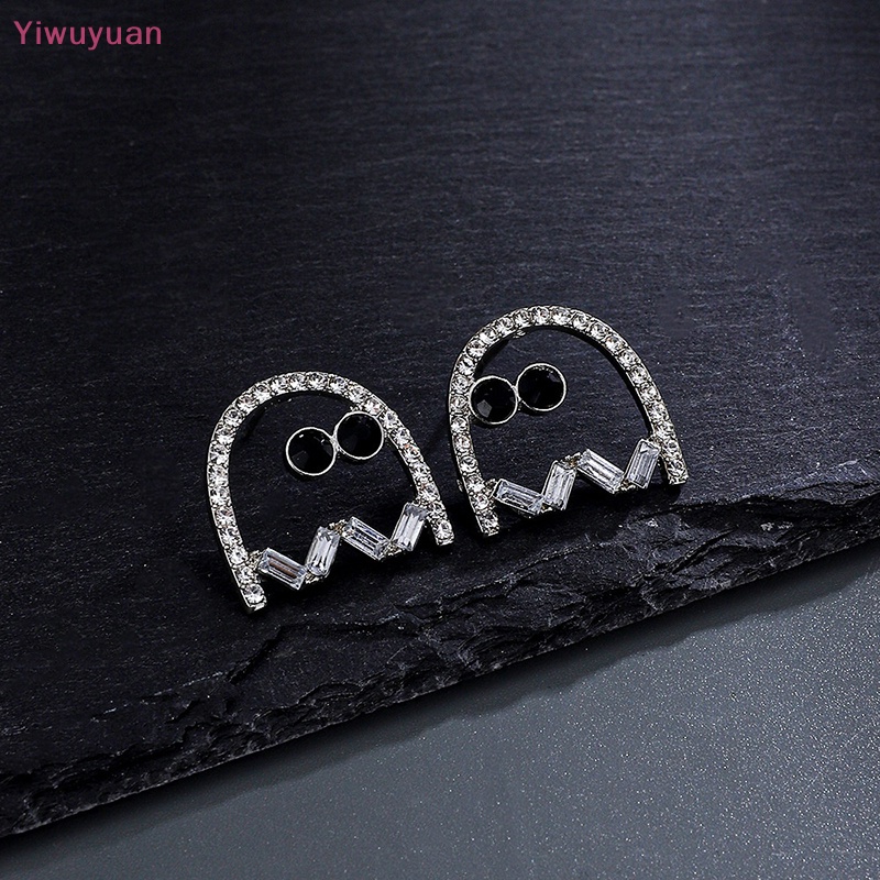 1 Đôi Khuyên Tai Hình Con Ma Đính Đá Đen Vui Nhộn