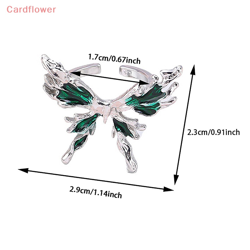 < Cardflower > Nhẫn Hở Hình Bướm Pha Lê Nhẹ Nhàng Đơn Giản Cá Tính Thời Trang Kiểu Pháp Có Thể Điều