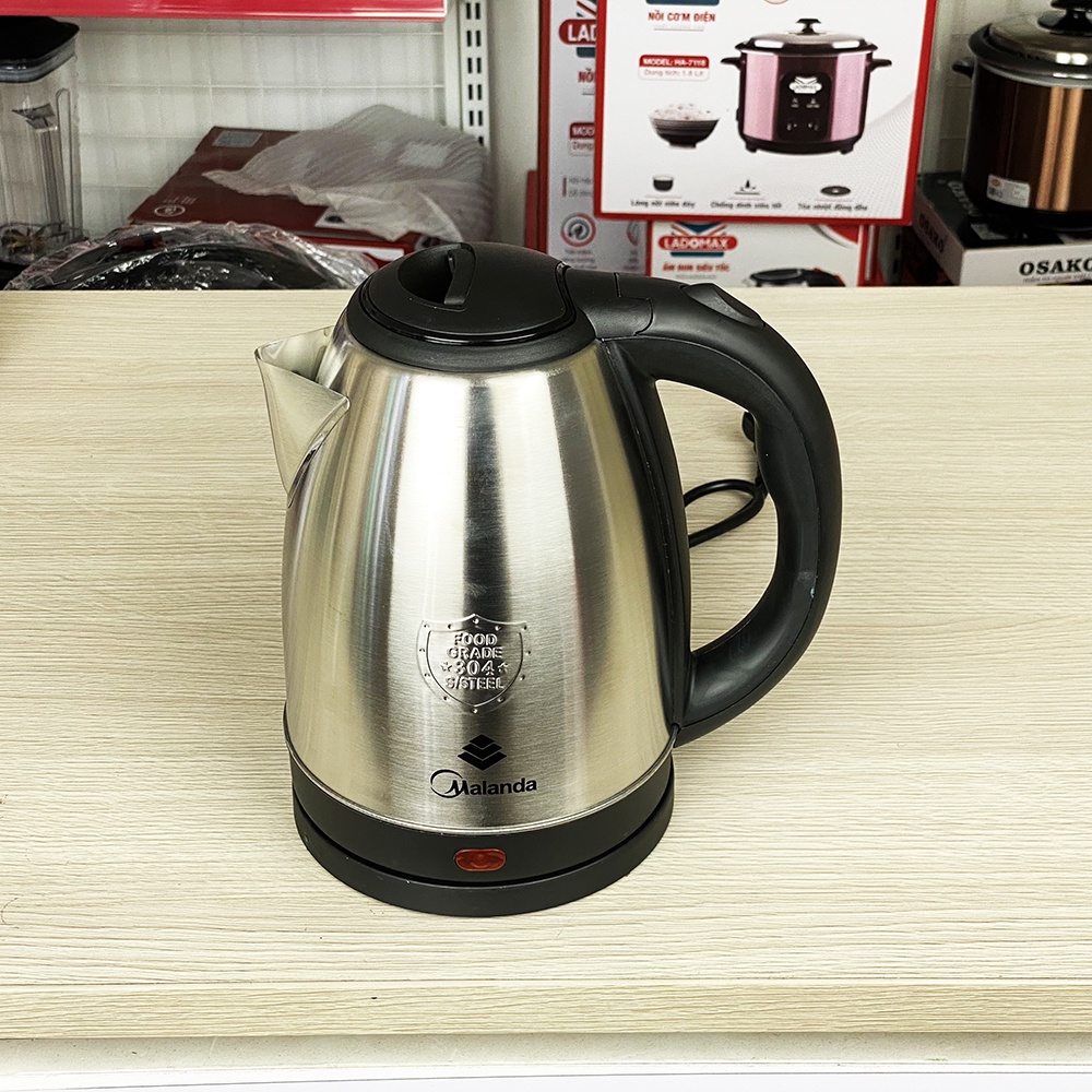 Ấm siêu tốc inox Thái Lan MALANDA LK-1318 dung tích 2L, thân ấm inox 304 không hoen rỉ, tự ngắt an toàn khi hết nước