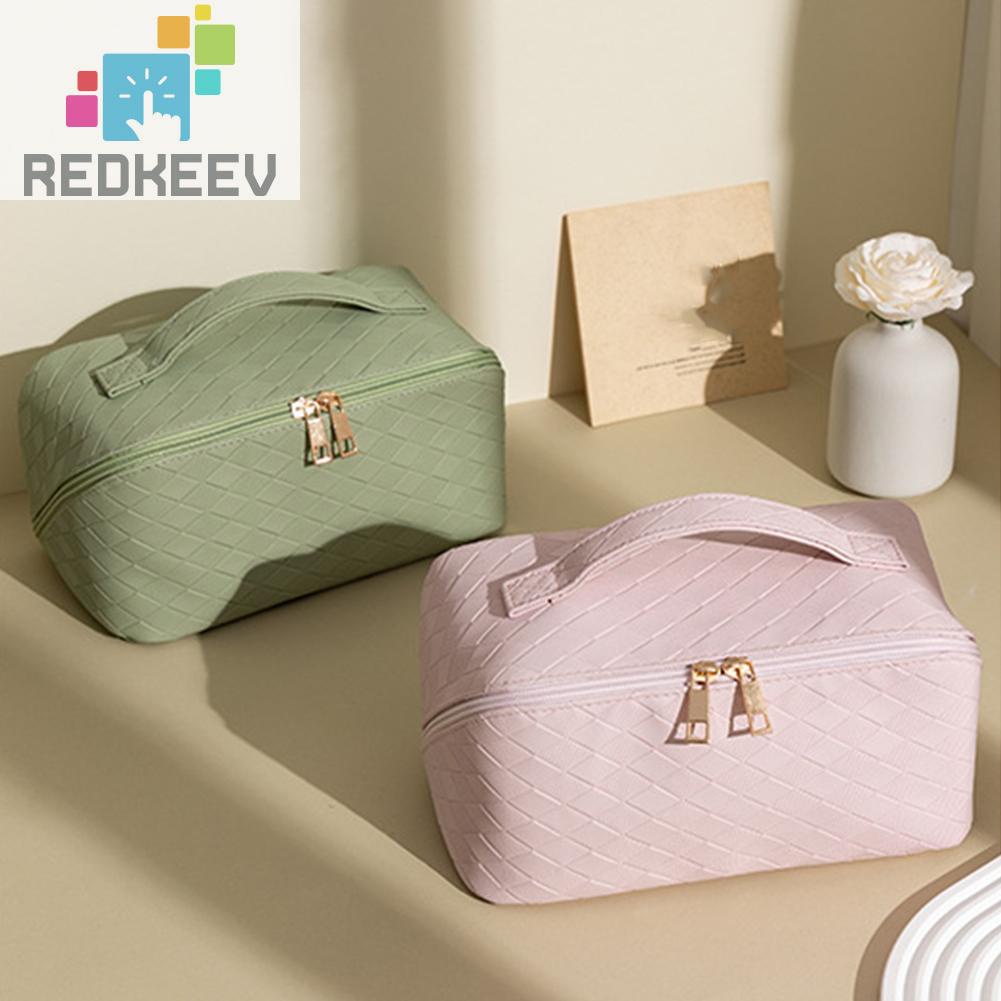 Túi Đựng Mỹ Phẩm Bằng PU Sức Chứa Lớn Họa Tiết Sọc Caro Tiện Dụng Cho Nữ