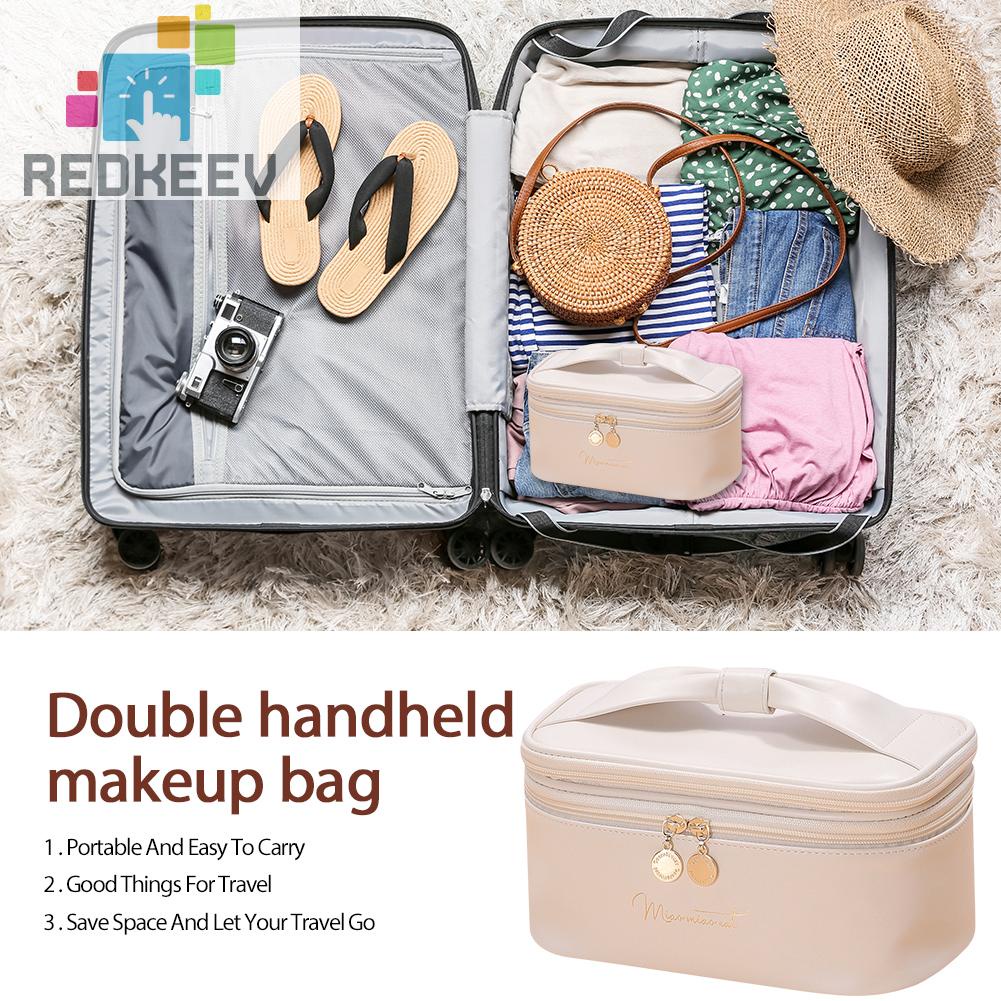 Túi Đựng Mỹ Phẩm Hai Lớp Thắt Nơ Xinh Xắn Cho Nữ