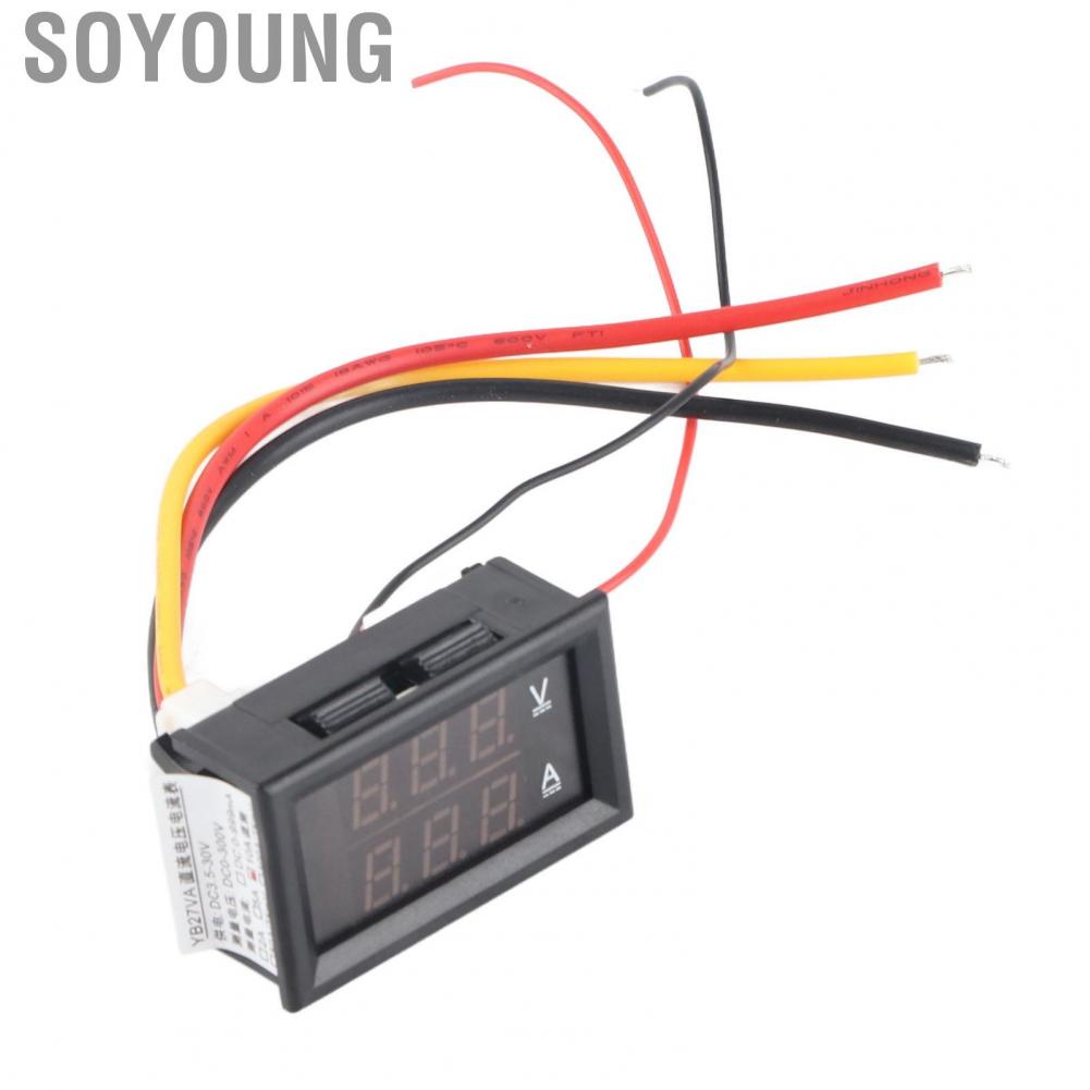 Soyoung Digital Voltage Ammeter Volt Amp Meter DC 0‑300V Range Dual Display  Interference for Vehicle