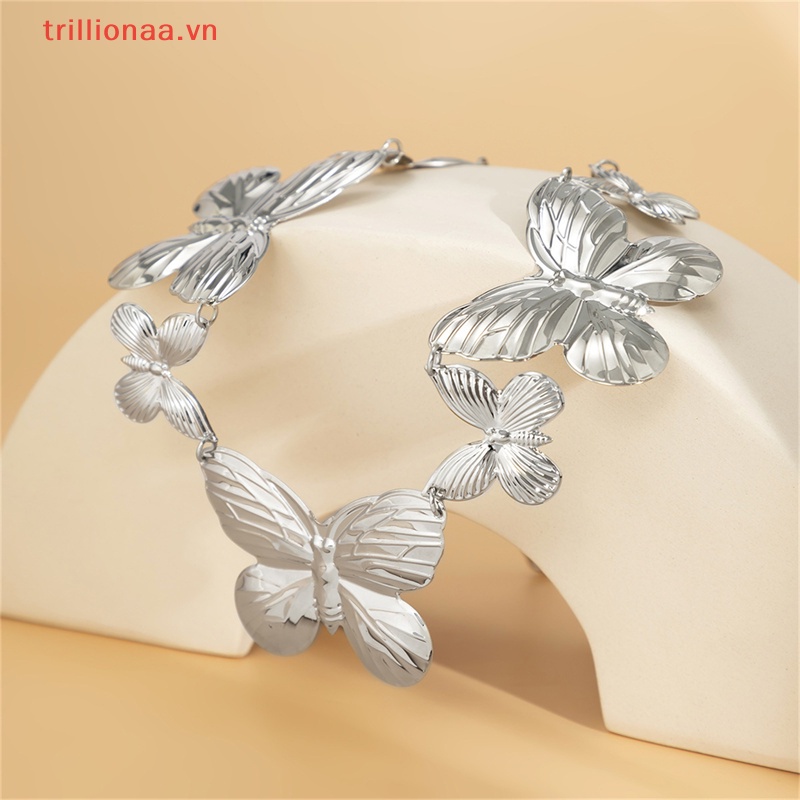 Dây Xích Đeo Hông Đính Hình Bướm Bằng Kim Loại Phong Cách Punk Đơn Giản Cho Nữ