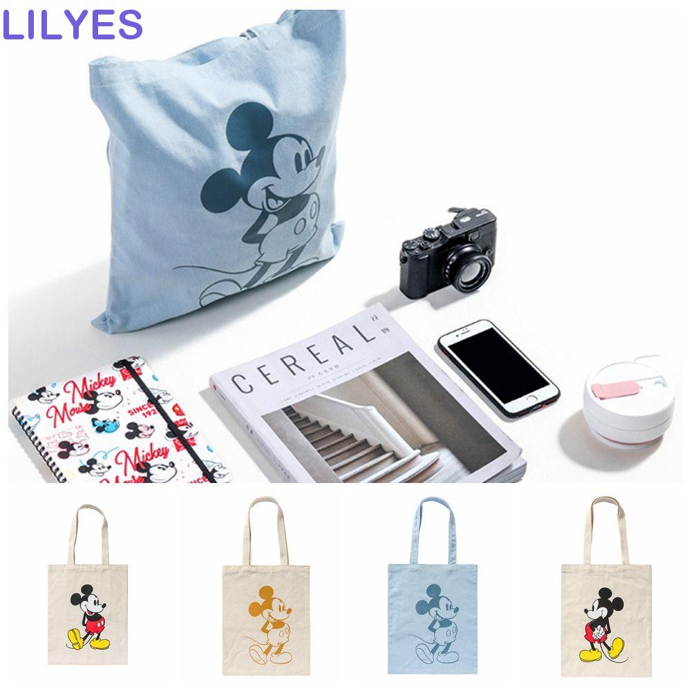 Túi Xách Vải Canvas Cỡ Lớn In Hình Chuột Mickey Hoạt Hình Dễ Thương