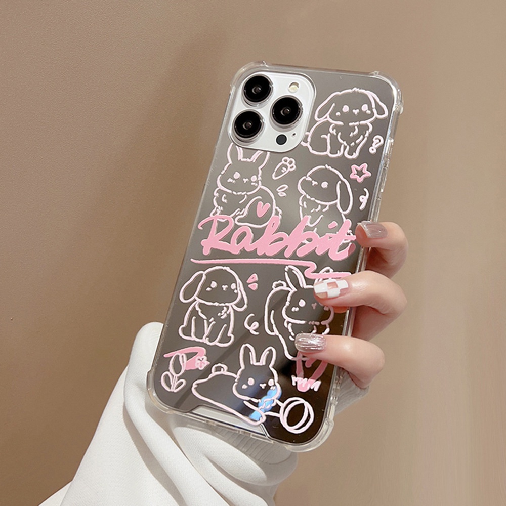 Ốp Điện Thoại Họa Tiết Hoạt Hình Chú Thỏ doodle Cho iphone 7 8 plus x xr xs 11 12 13 14 15 mini pro max se 2020