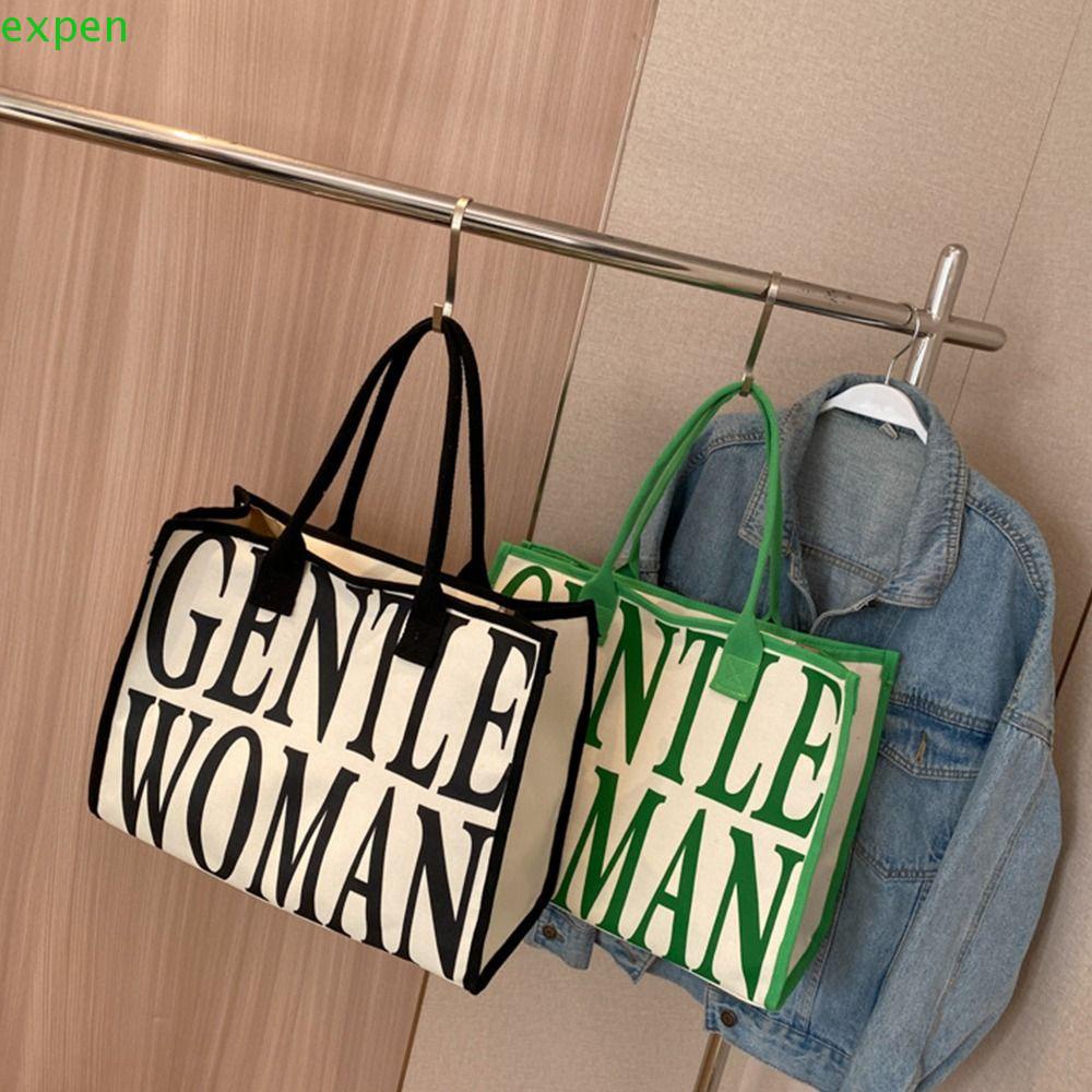 EXPEN Túi Tote Đeo Vai In Chữ Sức Chứa Lớn Siêu Nhẹ Dễ Thương Cho Nữ