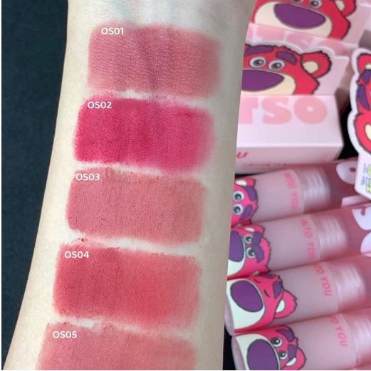 Son Môi Chất Lì Mềm Mượt Như Nhung Thiết Kế Vỏ Hình Gấu Dâu Tây Xinh Xắn