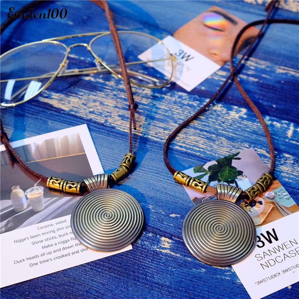 Vòng cổ Giả Da Mặt Tròn Phong Cách Vintage Thời Trang