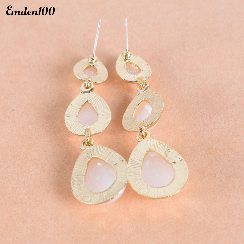 Đôi Bông Tai Dáng Dài Đính Đá Hình Giọt Nước Thời Trang Cho Nữ