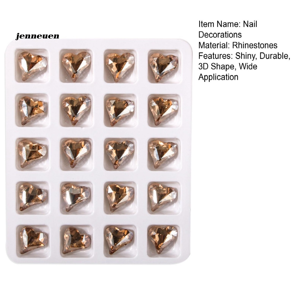 Set 20 Phụ Kiện Trang Trí Móng Tay Nghệ Thuật Hình Trái Tim 3D Xinh Xắn
