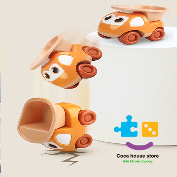 Bộ đồ chơi ô tô quán tính mini hoạt hình mô tả xe công trình, xe kỹ thuật, xe kỹ thuật không gian đẹp và dễ thương