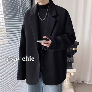 Áo khoác vest dáng rộng màu đen thời trang cao cấp cho nam