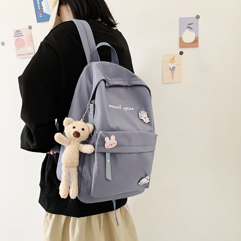 Schoolbag female Korean version of junior high school students lovely large-capacity ins girl backpack simple backpack