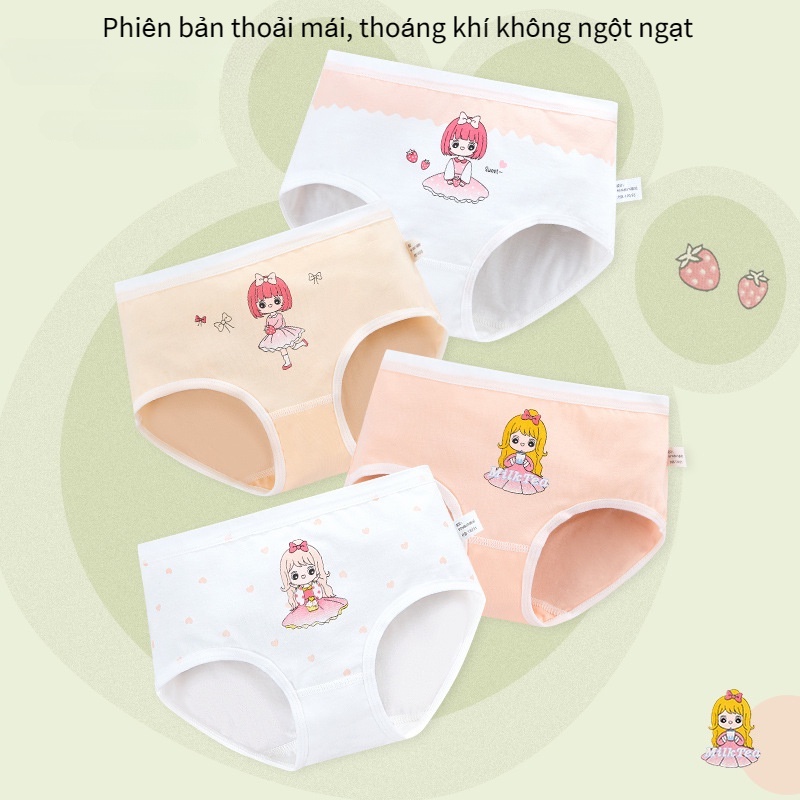 Quần Lót cotton Nhiều Màu Thoáng Khí Thoải Mái Cỡ Nhỏ Và Vừa In Họa Tiết Hoạt Hình Dễ Thương Cho Bé Gái