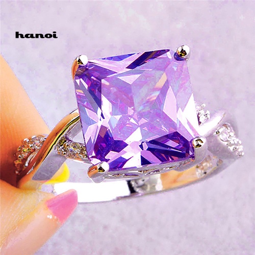 Nhẫn Đính Hôn Mặt Vuông Đính Đá Thời Trang Cho Nữ