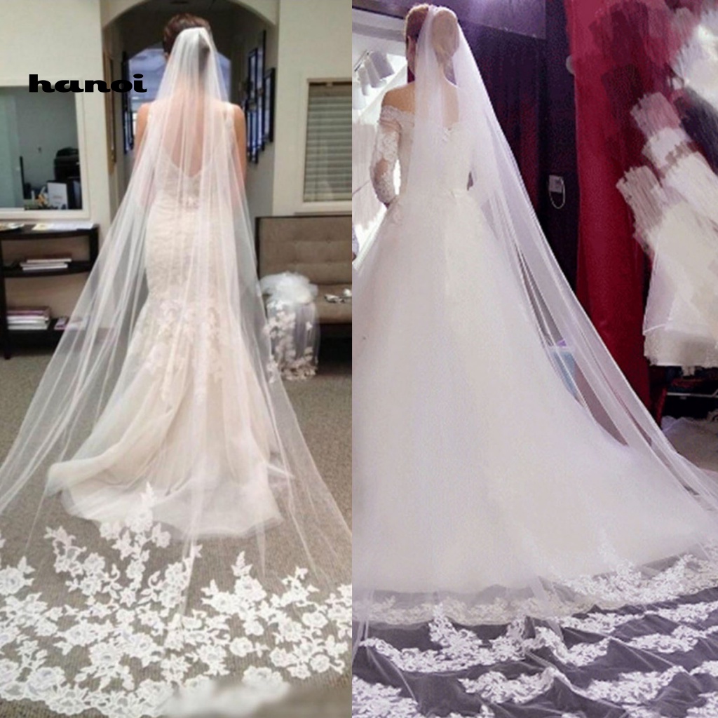 Mạng Che Mặt Một Lớp 300CM Kèm Lược Cài Tóc Cho Cô Dâu Ngày Cưới