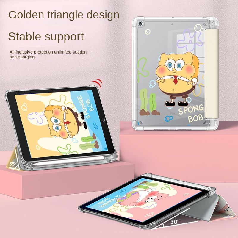 Ốp Máy Tính Bảng Gập Ba Khúc Hình SpongeBob 2021 Pro 11 Air 4 10.9Gen10 2022 2021 Pro11 Air5 / 4 / 3 iPad Gen9 / 8 / 7 10.2 mini 45 iPad
