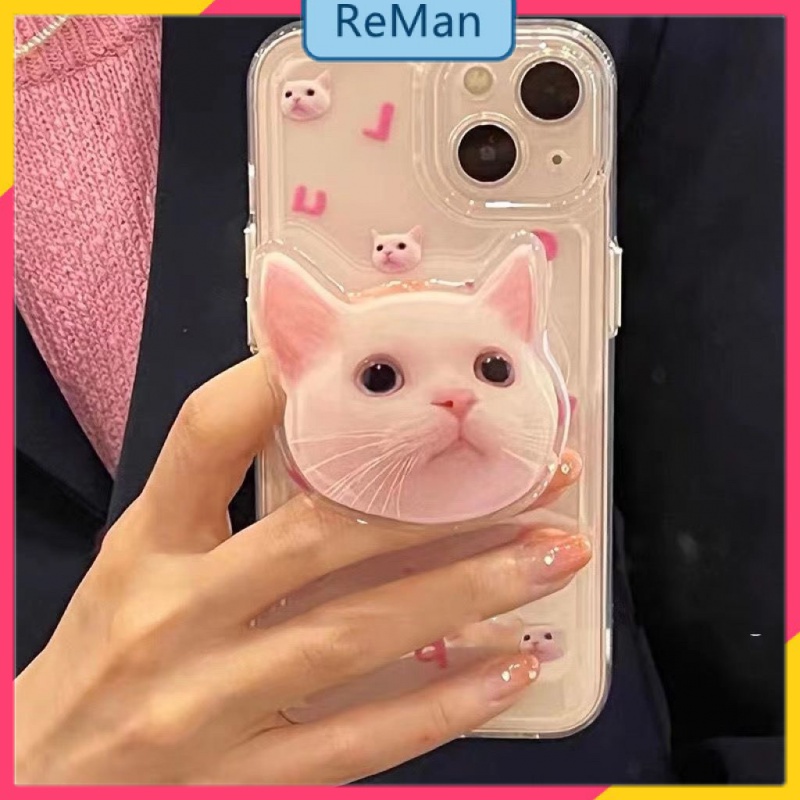 Ốp Điện Thoại Hình Mèo Hoạt Hình Màu Hồng Cho Apple 11 Iphone13 12promax