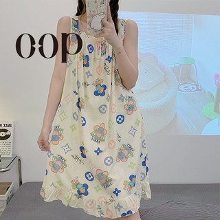 Đầm Ngủ Hai Dây Chất Liệu Cotton Lụa Mỏng Dễ Thương HZFWC7075