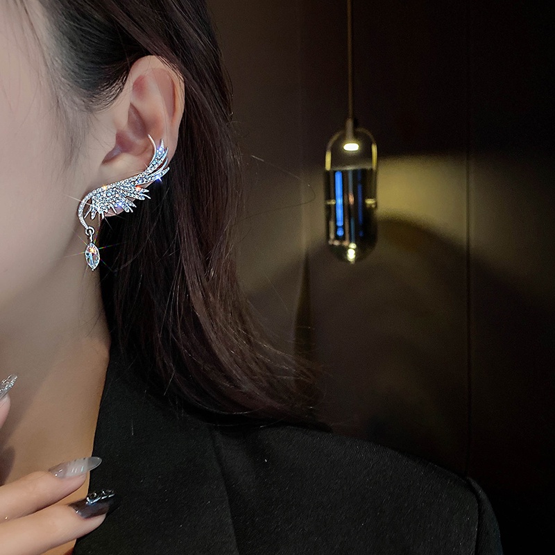 Bông Tai Hình Đôi Cánh Đính Đá Zircon Thời Trang Dành Cho Nữ