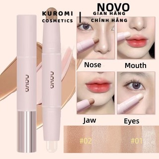  NOVO Bút Highlight Tạo Khối 2 Đầu Dạng Thỏi Kem Bắt Sáng Tạo Khối Trang Điểm Gương Mặt 2 Trong 1