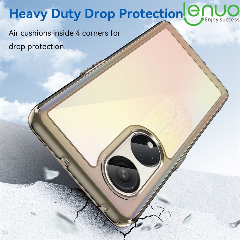 Ốp Điện Thoại PC + TPU Trong Suốt Chống Sốc Lenuo Cho Oppo Reno 8T 5G 4G