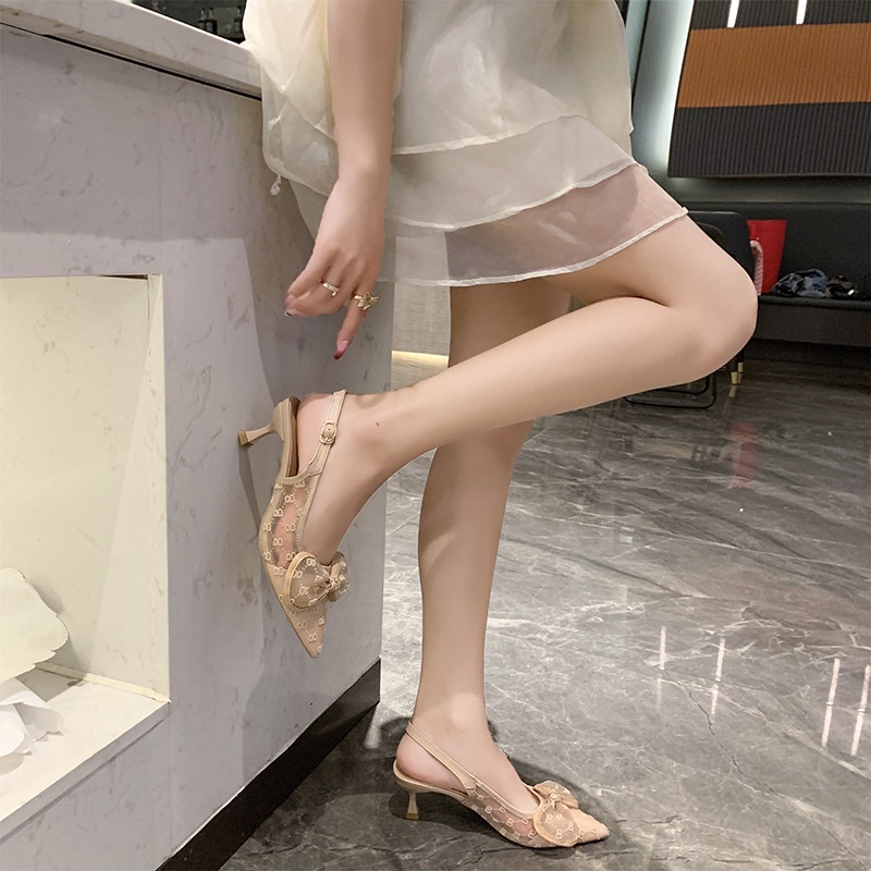 Sandal Cao Gót Hở Ngón Mũi Nhọn Thời Trang Mùa Hè 2023 Phong Cách Mới Cho Nữ