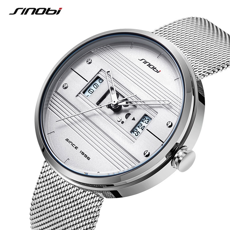 Đồng Hồ Sinobi Chống Thấm Nước Có Lịch Với Dây Đeo Dạng Lưới S9285g