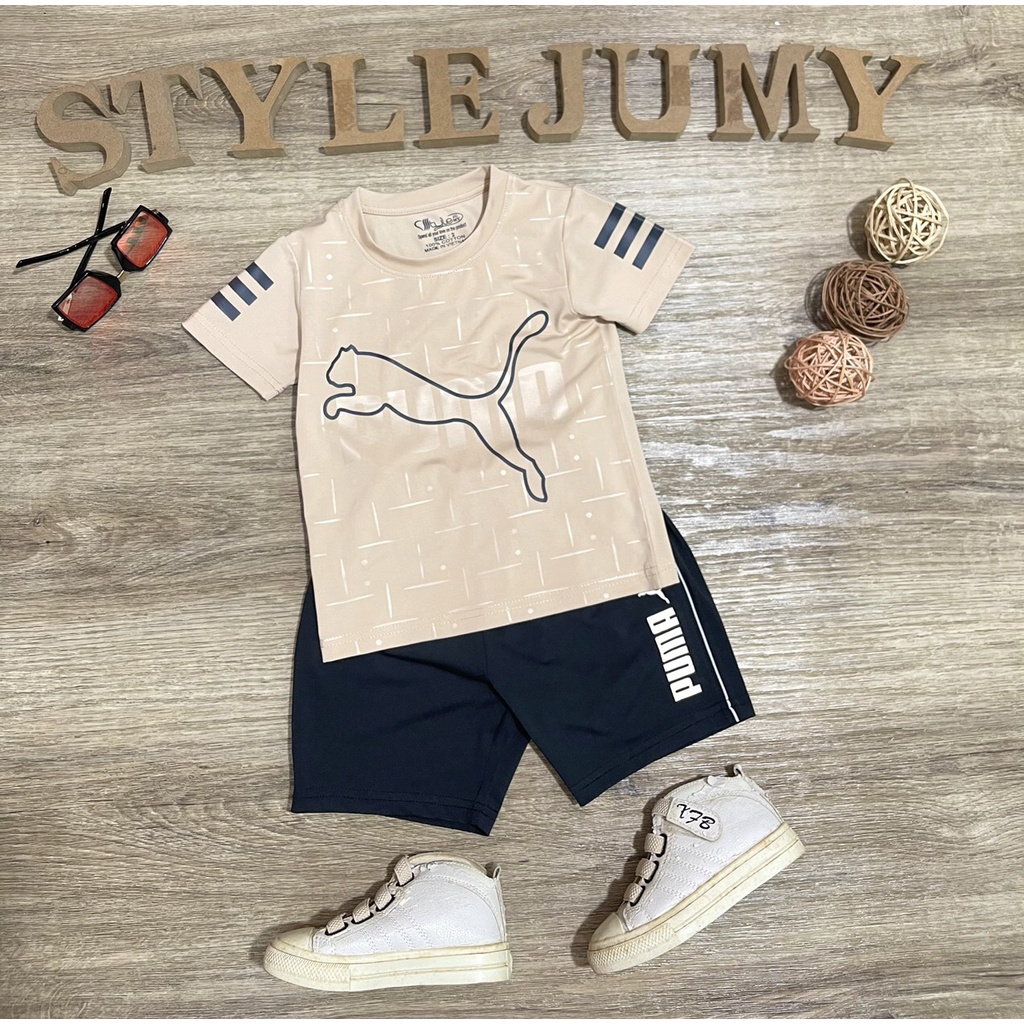 Size 1-7  - Bộ đồ thể thao thun lạnh ngắn tay in hình sọc tay áo