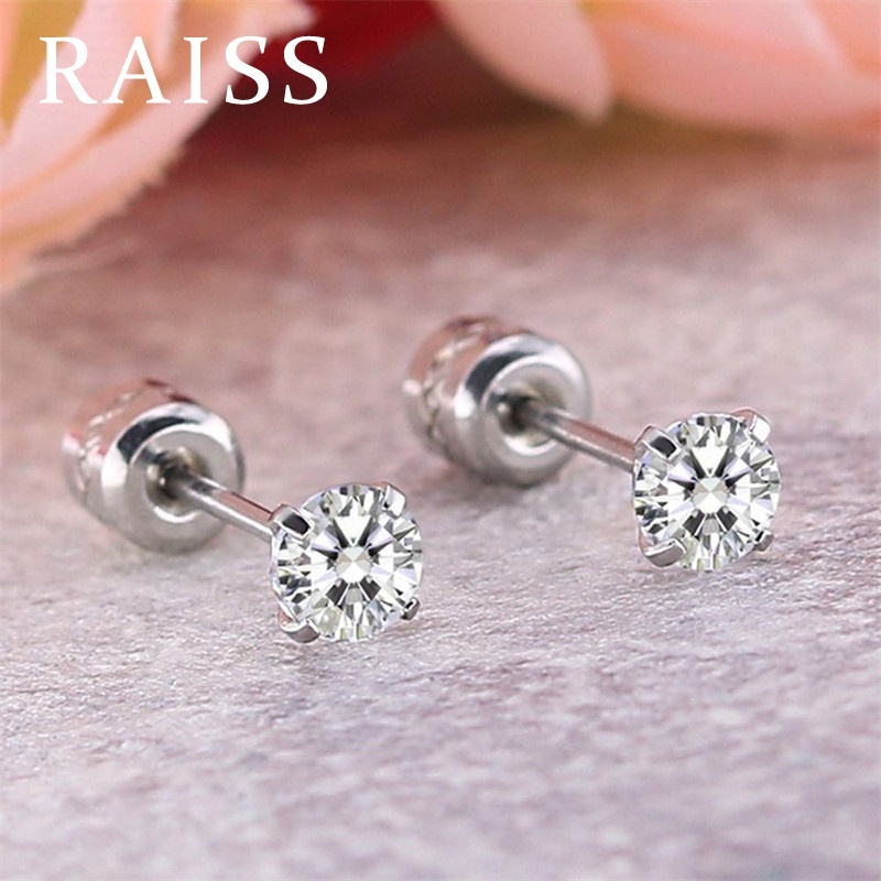 1 Đôi Bông Tai Thép Titan Không Gỉ Đính Kim Cương Giả Dành Cho Nam Và Nữ