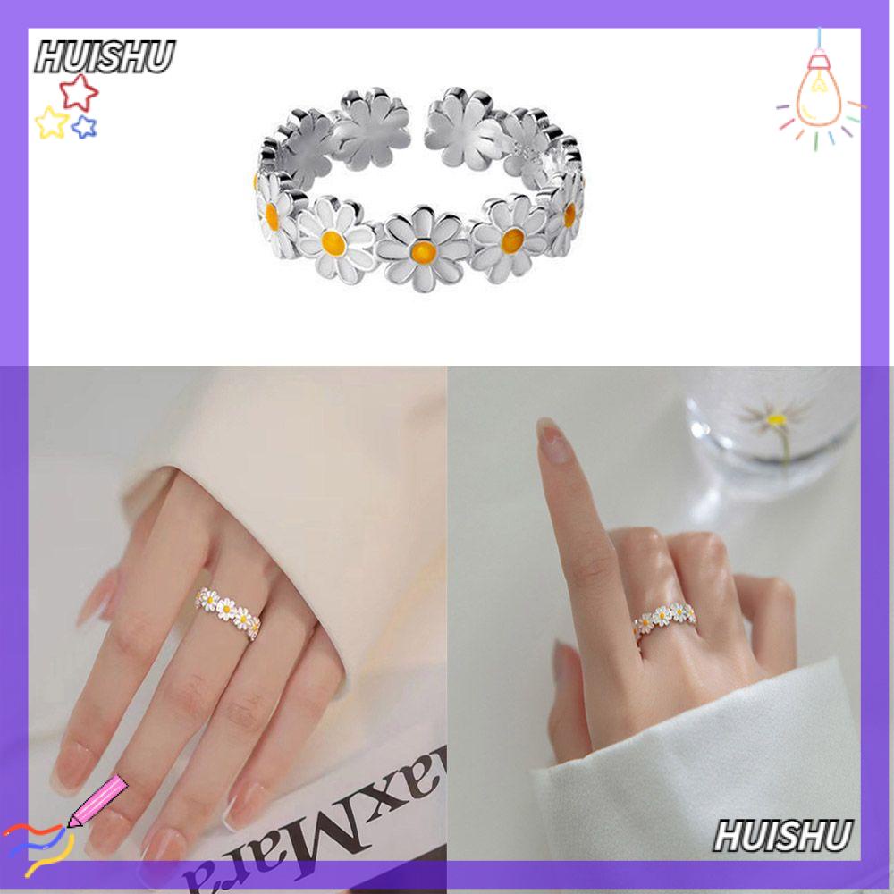 ✣HS✣ Sweet Rings For Women Opening Ring Daisy Flower Trendy Cute Fashion Adjustable Proposal Jewelry