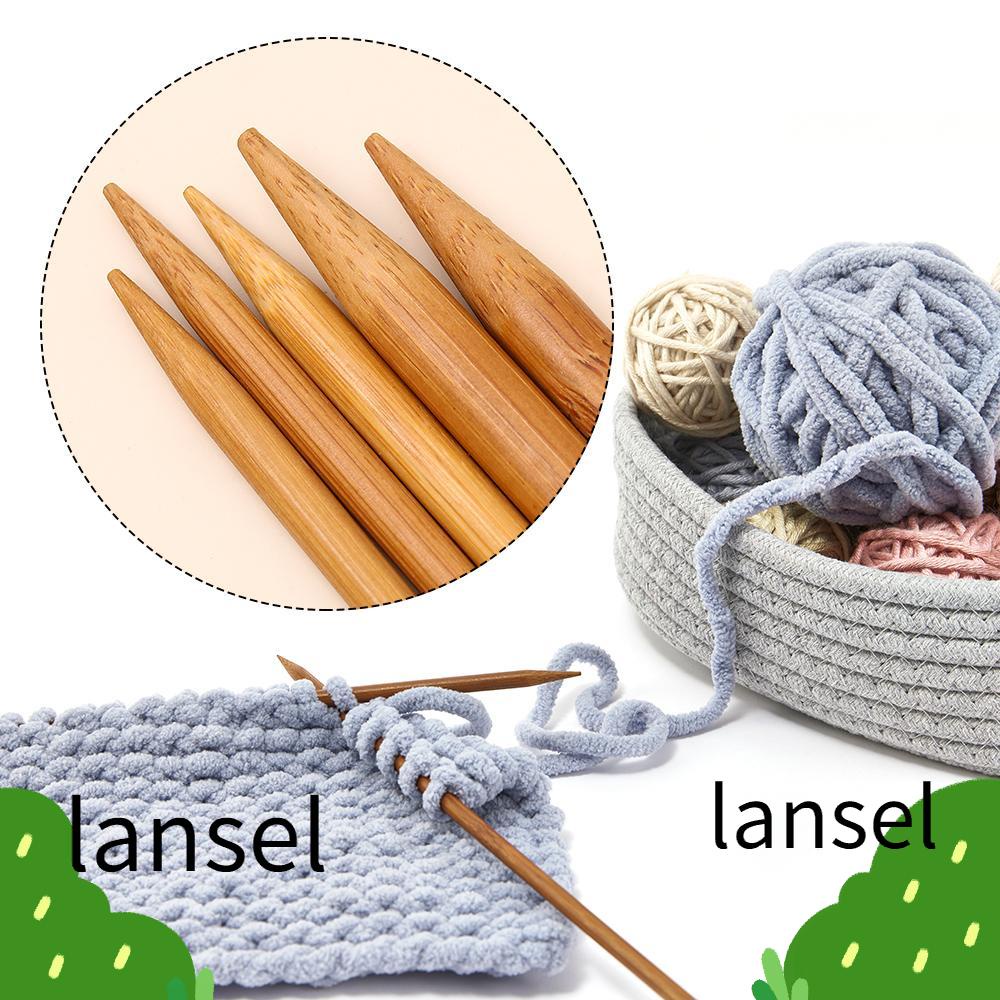Set 2/4 cây móc đan len hai đầu bằng tre dài 36cm DIY
